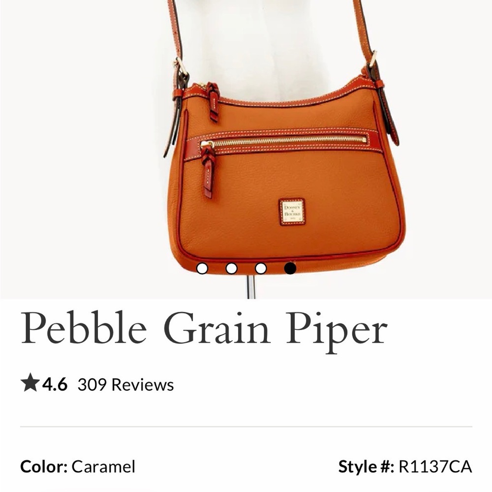 Dooney & Bourke pebble grain piper medium brown leather crossbody bag caramel - Picture 2 of 12